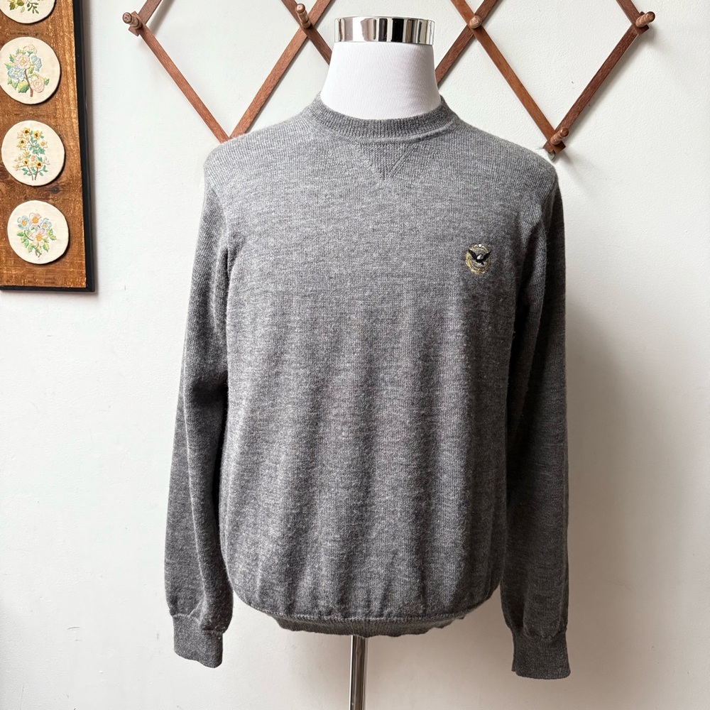 Vintage Alpaca Wool Bald Eagle Embroidery Sweater